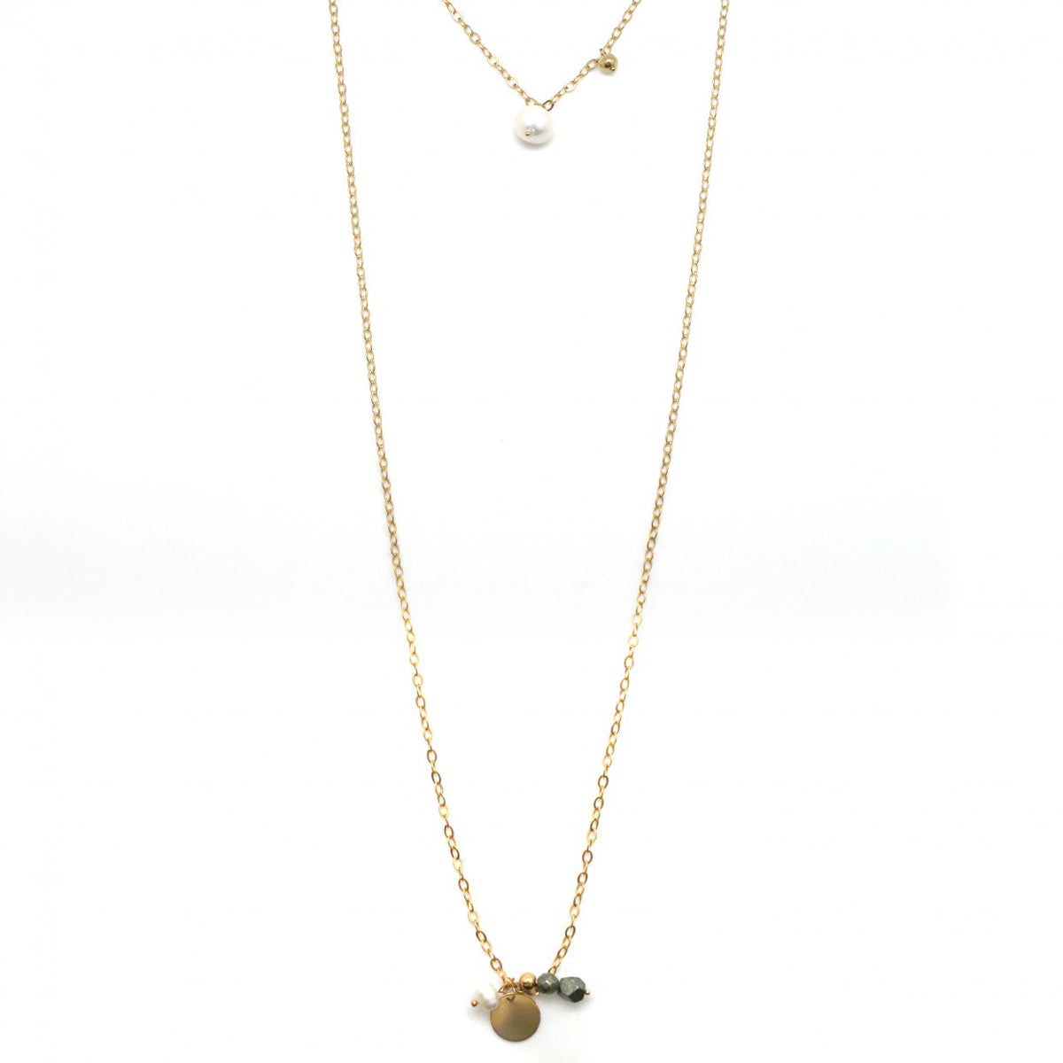 Pearl and Stone Two Length Lariat -French Flair Collection- N2-2044