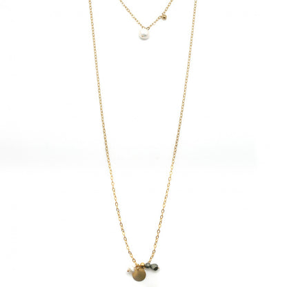 Pearl and Stone Two Length Lariat -French Flair Collection- N2-2044