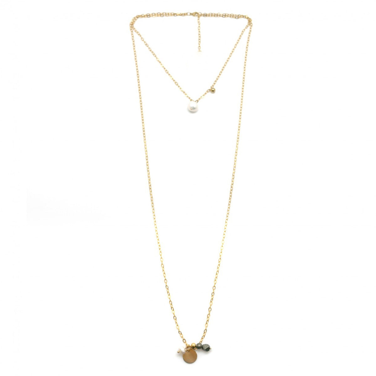 Pearl and Stone Two Length Lariat -French Flair Collection- N2-2044
