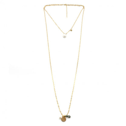 Pearl and Stone Two Length Lariat -French Flair Collection- N2-2044