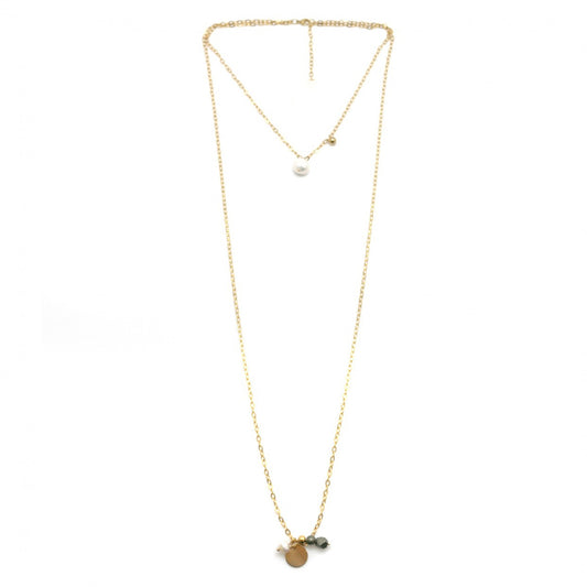 Pearl and Stone Two Length Lariat -French Flair Collection- N2-2044