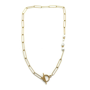 24K Gold Plate With a Touch of White Freshwater Pearls -French Flair Collection- N2-2057