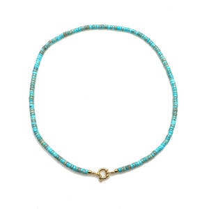 Unique Flat Turquoise Beaded Necklace -French Flair Collection- N2-2068