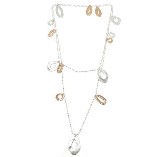 Two Tone Silver and Gold Wrap Necklace -French Flair Collection- N2-2075