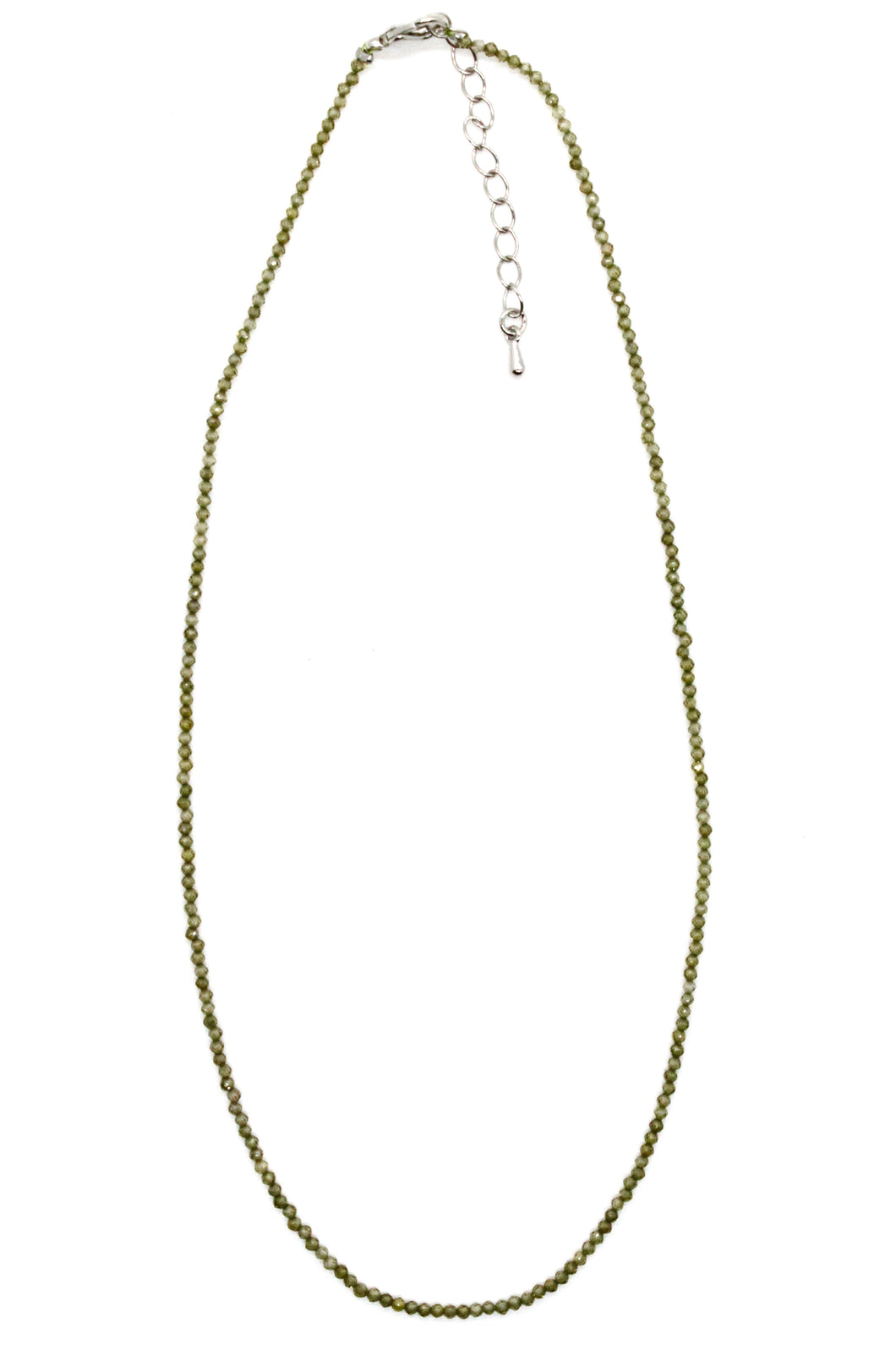 Mini Faceted Semi Precious Stone Necklace - Green Zircon - NS-002