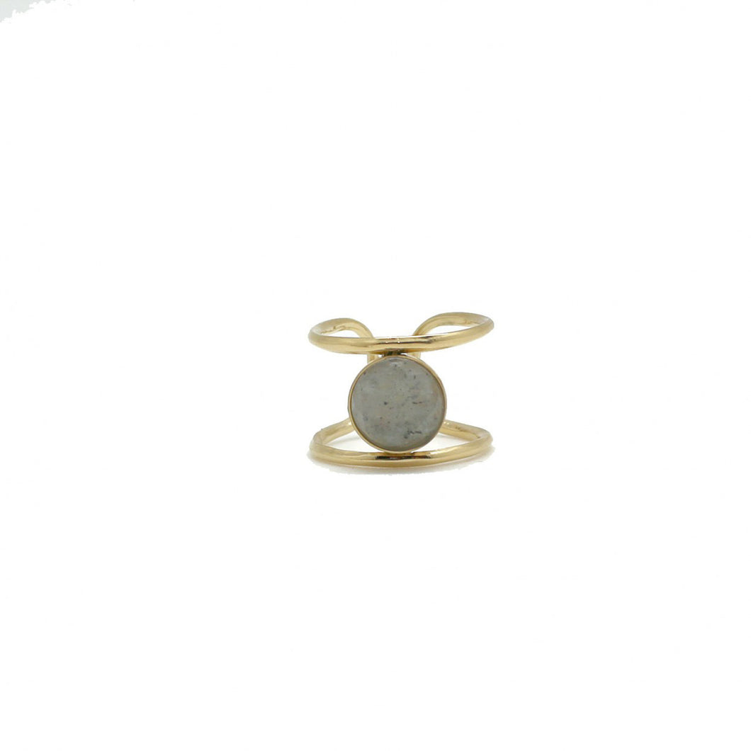 Labradorite Stone 24K Gold Plate Ring -French Flair Collection- R1-018