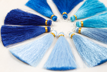 Load image into Gallery viewer, Pack of Long Silk Tassels from India - Long Blue
