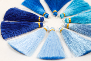 Pack of Long Silk Tassels from India - Long Blue
