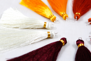 Pack of Long Silk Tassels from India - Long Fire