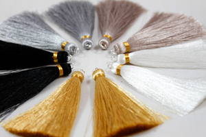 Pack of Long Silk Tassels from India - Long Neutral