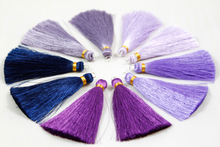 Load image into Gallery viewer, Pack of Long Silk Tassels from India - Long Purple
