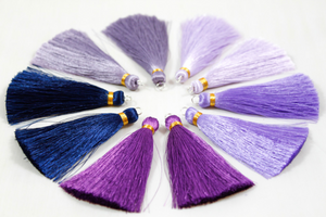 Pack of Long Silk Tassels from India - Long Purple