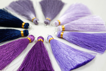 Load image into Gallery viewer, Pack of Long Silk Tassels from India - Long Purple

