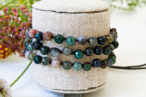 Hand Knotted Convertible Crochet Bracelet, Necklace, or Headband, Semi Precious Stones - WR-019