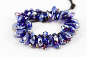 Hand Knotted Convertible Crochet Bracelet, Necklace, or Headband, Large Crystals - WR-083