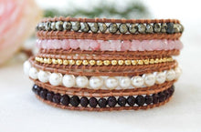 Load image into Gallery viewer, Daisy - Freshwater Pearl and Pink Mix Wrap Bracelet
