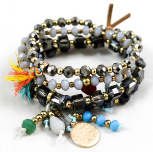 Black Combo Stretch Stack Bracelet -The Classics Collection- B1-790
