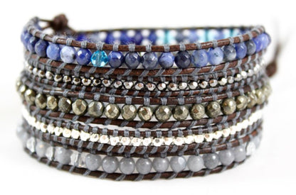 Coarse - Pyrite Genuine Leather Mix Wrap Bracelet