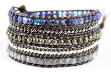 Load image into Gallery viewer, Coarse - Pyrite Genuine Leather Mix Wrap Bracelet
