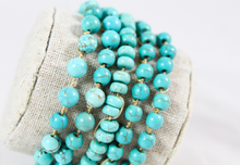 Load image into Gallery viewer, Hand Knotted Convertible Crochet Bracelet or Necklace, All Turquoise Stone - WR5-Athens
