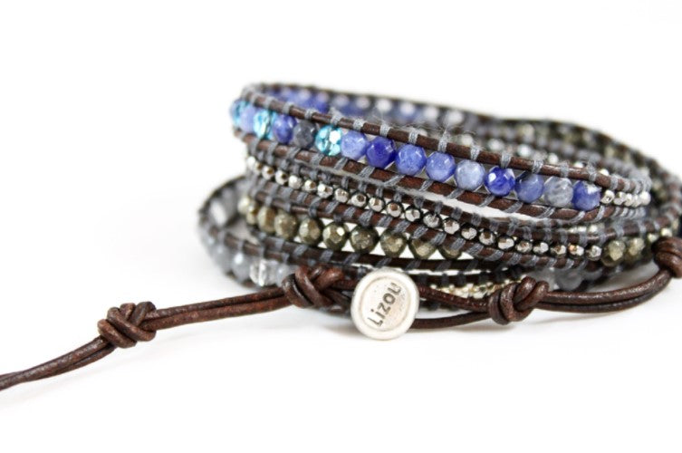 Coarse - Pyrite Genuine Leather Mix Wrap Bracelet