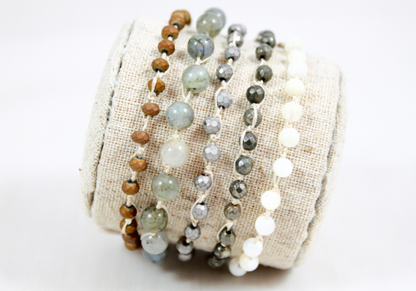 Hand Knotted Convertible Crochet Bracelet or Necklace, Crystals and Stones Mix - WR5-Charlie