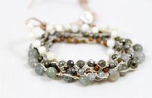 Load image into Gallery viewer, Hand Knotted Convertible Crochet Bracelet or Necklace, Crystals and Stones Mix - WR5-Charlie
