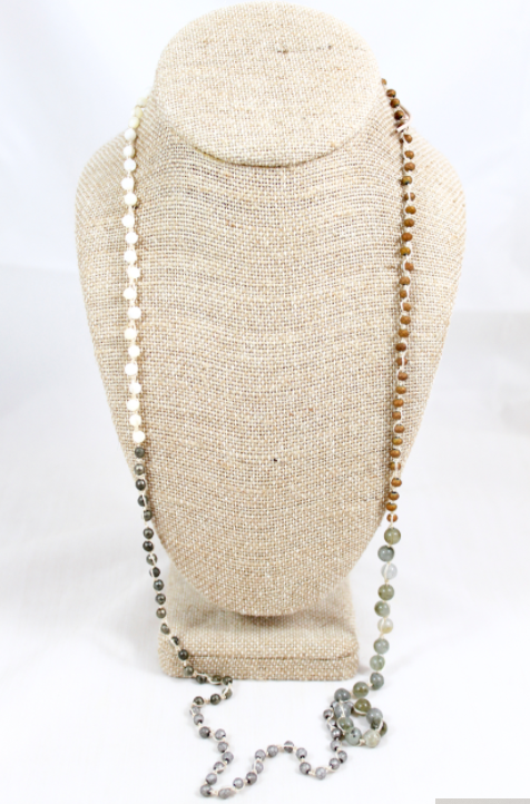 Hand Knotted Convertible Crochet Bracelet or Necklace, Crystals and Stones Mix - WR5-Charlie