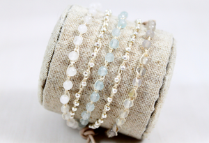 Hand Knotted Convertible Crochet Bracelet or Necklace, Crystals and Stones Mix - WR5-Aloha