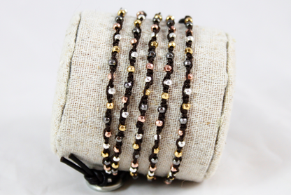 Hand Knotted Convertible Crochet Bracelet or Necklace, Metal Mix - WR5-Ash