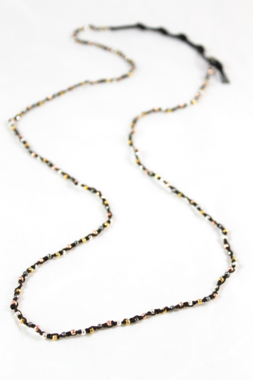 Hand Knotted Convertible Crochet Bracelet or Necklace, Metal Mix - WR5-Ash