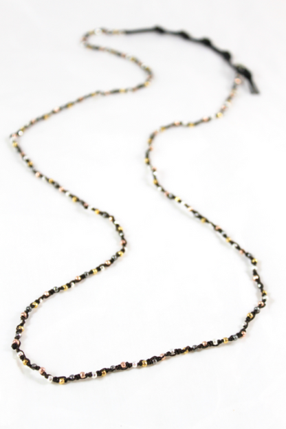 Hand Knotted Convertible Crochet Bracelet or Necklace, Metal Mix - WR5-Ash