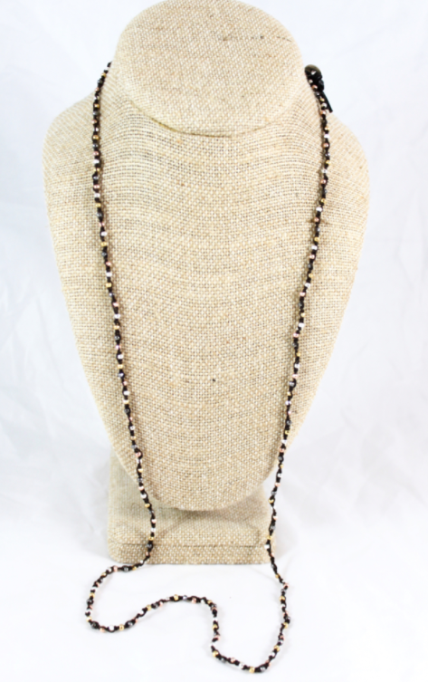 Hand Knotted Convertible Crochet Bracelet or Necklace, Metal Mix - WR5-Ash