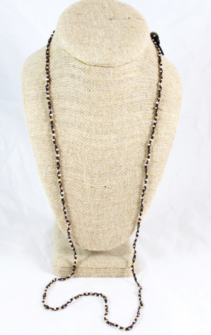 Hand Knotted Convertible Crochet Bracelet or Necklace, Metal Mix - WR5-Ash