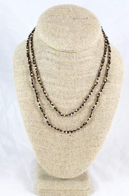 Hand Knotted Convertible Crochet Bracelet or Necklace, Metal Mix - WR5-Ash
