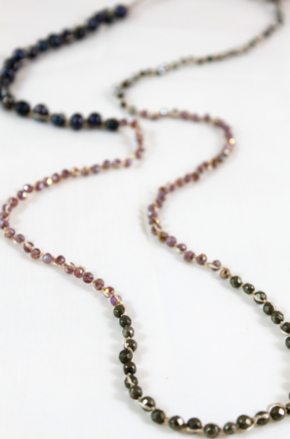 Hand Knotted Convertible Crochet Bracelet or Necklace, Crystals and Pearls Mix - WR5-Augusta